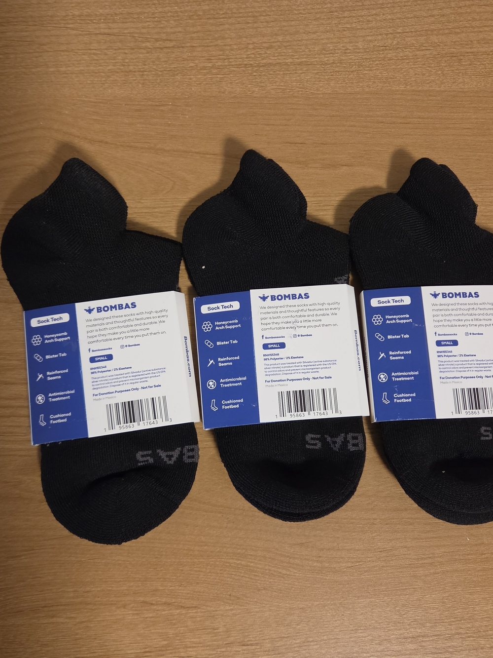 Bombas Black Ankle Socks - Small (3-Pack)-unisex - Picture 4 of 4